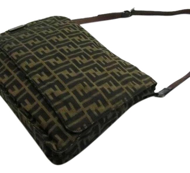 Fendi Messenger Zucca Brown Canvas Cross Body Bag 