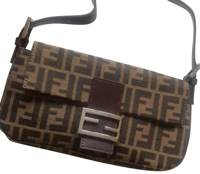 Fendi Zucca Monogram Baguette Brown Hobo Bag 