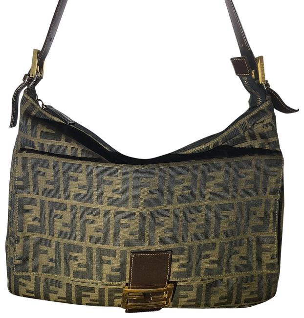 Fendi Shoulder Zucca Monogram Brown Hobo Bag 