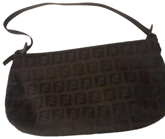 Fendi Zucca Monogrammed Black Canvas Clutch 