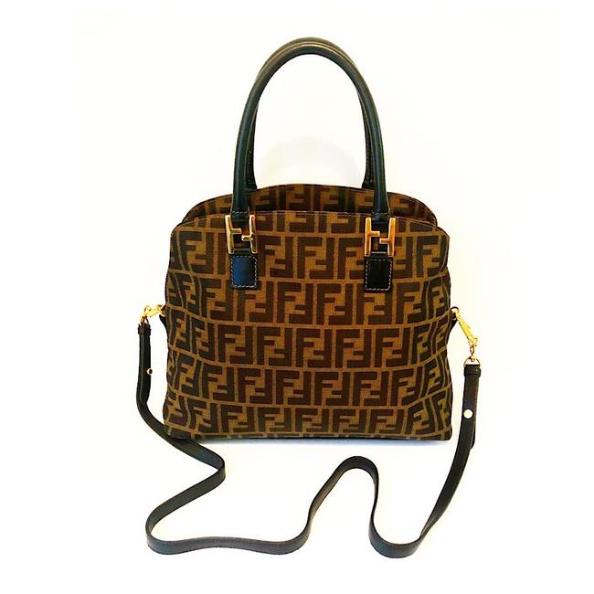 Fendi Zucca Pattern 2 Way Handbag Cross Body Bag 