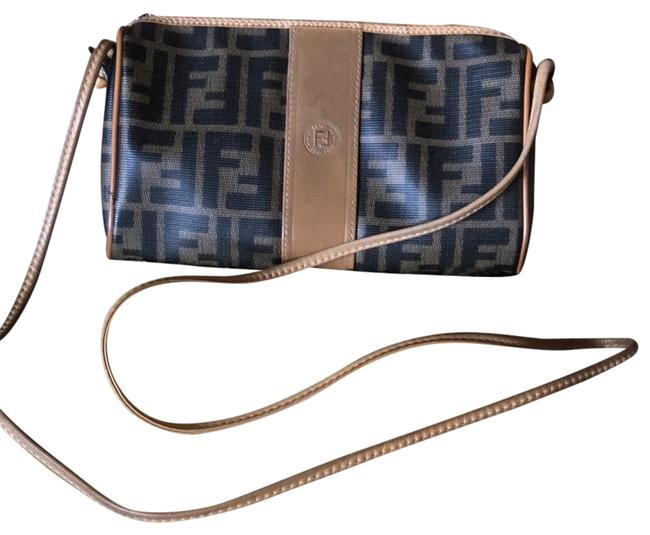 Fendi Zucca Pattern Small Brown Leather Cross Body Bag 