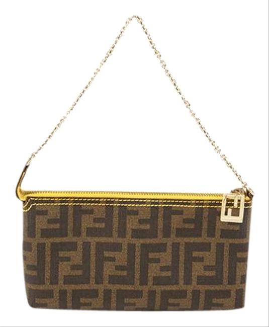 Fendi Zucca Pouch Women&s Pochette Pouch Brown Pvc Clutch 