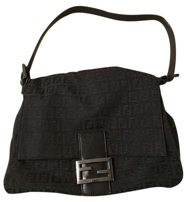 Fendi Zucca Print Medium Mama Black Jacquard Satchel 
