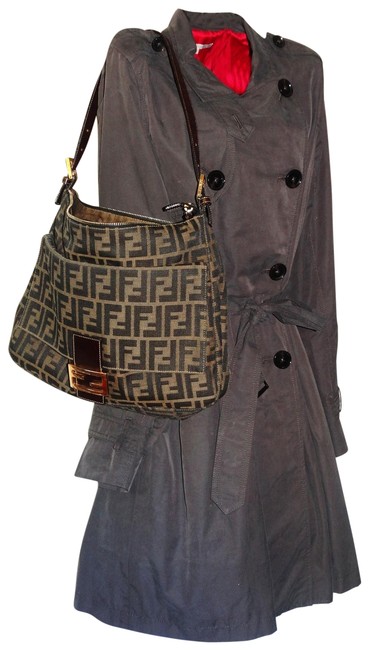 Fendi Shoulder Bag Zucca Print Tobacco CanvasLeather Satchel 