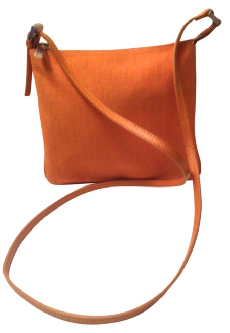 Fendi Zucca Purse Orange Canvas Cross Body Bag 