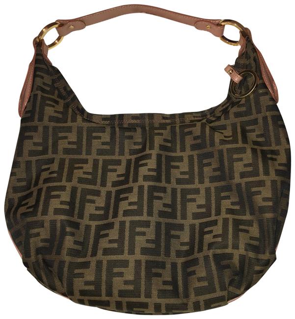 Fendi Shoulder Zucca Brown Canvas Hobo Bag 