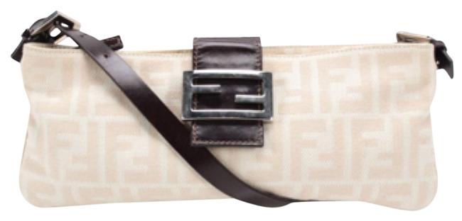 Fendi Shoulder Zucca Shoulder Tan Canvas and Leather Cross Body Bag 