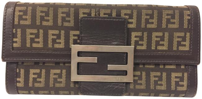 Fendi Zucca Tobacco Bifold Brown Canvas Clutch 