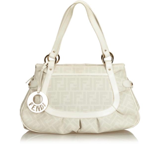 Fendi Zucca White Leather Hobo Bag 