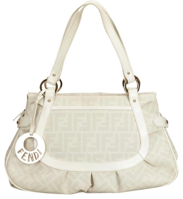 Fendi Zucca White Leather Satchel 