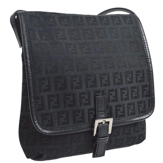 Fendi Zucchino Black Canvas Cross Body Bag 