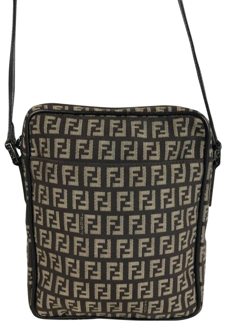 Fendi Zucchino Brown Canvas Cross Body Bag 