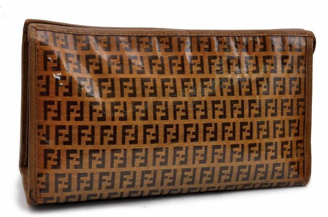 Fendi Zucchino Brown Vinyl Clutch 