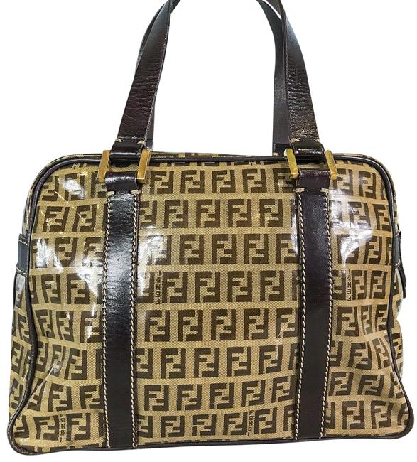 Fendi Zucchino Brown Vinyl Satchel 