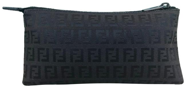 Fendi Zucchino Cosmetic Sale Black Canvas Clutch 