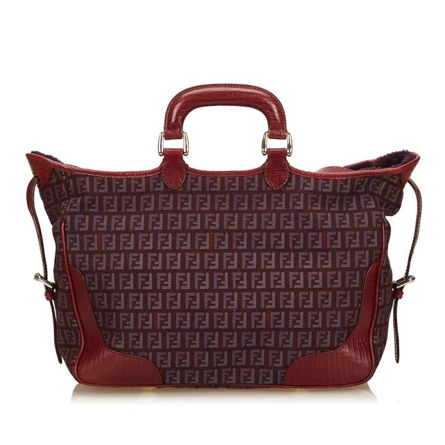 Fendi Zucchino Jacquard Handbag Red Fabric Cross Body Bag 