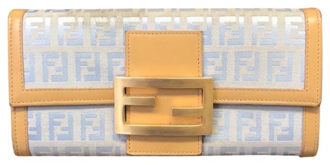 Fendi Long Wallet Zucchino Grey CanvasLeathet Clutch 