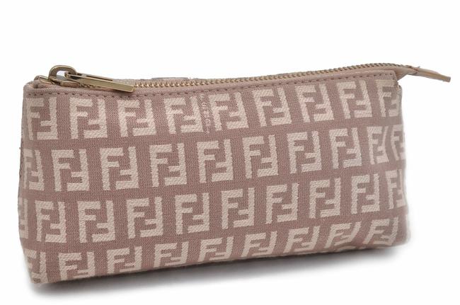 Fendi Zucchino Pink Canvas Clutch 