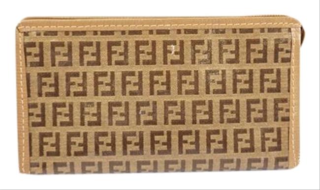 Fendi Zucchino Pouch Women&s Beige Pvc Clutch 