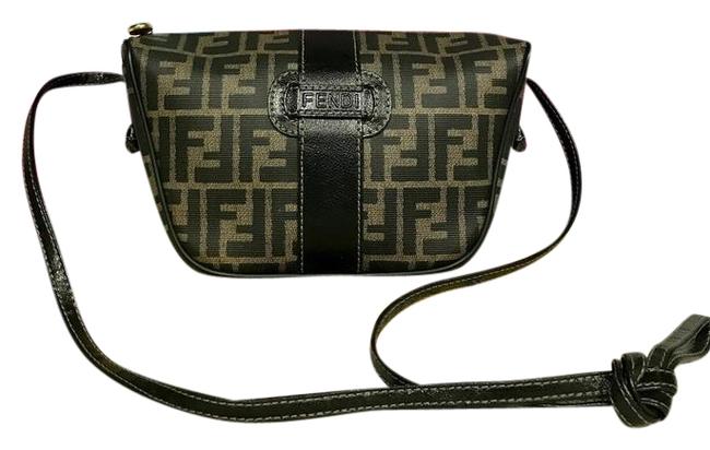 Fendi Zucchino Zip Brown Canvas Cross Body Bag 