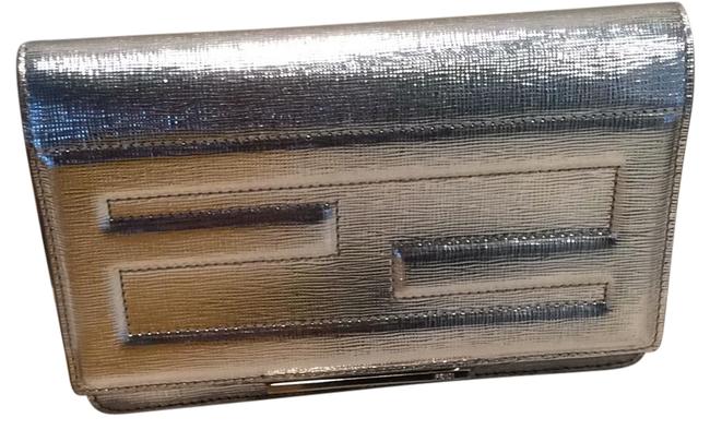 Fendi Metallic Silver Leather Cross Body Bag 