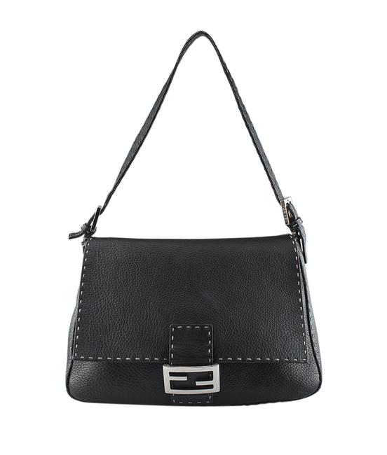 Fendi 131026 Black Leather Shoulder Bag 