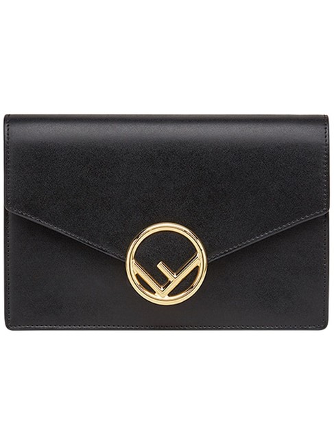 Fendi 2jours Logo Black Calfskin Leather Shoulder Bag 