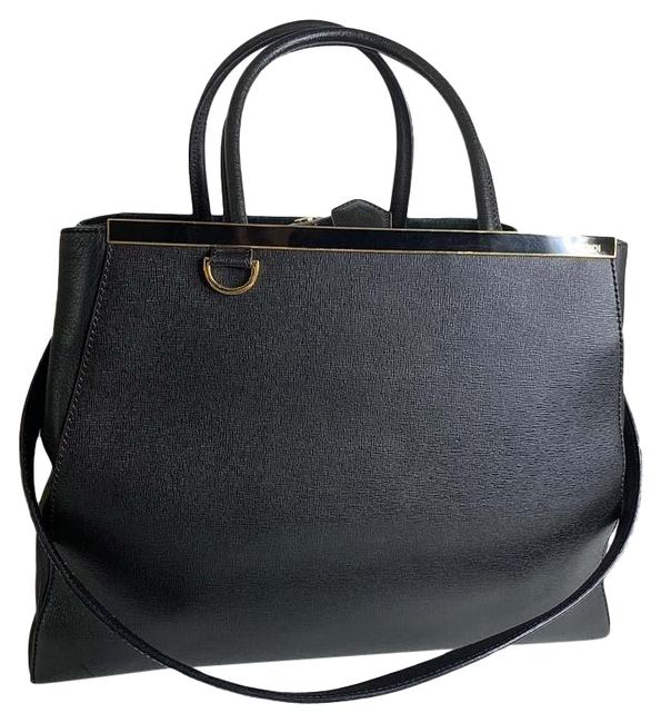 Fendi 2jours Large Calfskin Black Leather Shoulder Bag 