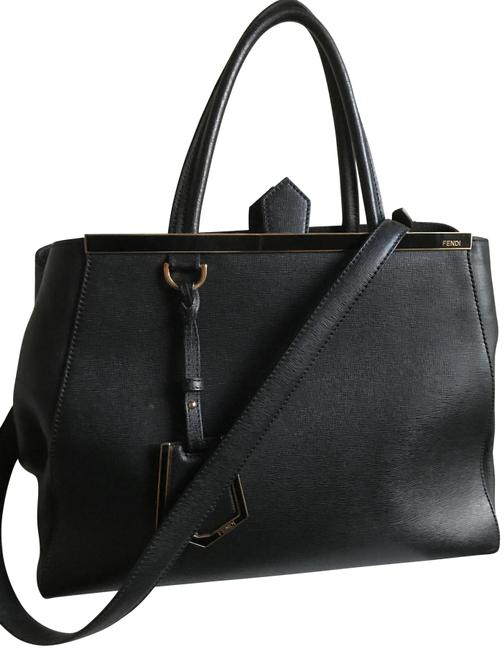 Fendi 2jours Medium Handbag Black Saffiano Shoulder Bag 