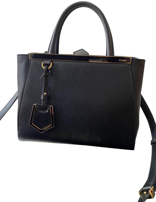 Fendi 2jours Petite Black Saffiano Leather Shoulder Bag 