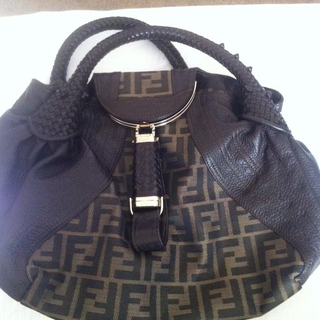 Fendi 319038 Brown Leather Shoulder Bag 