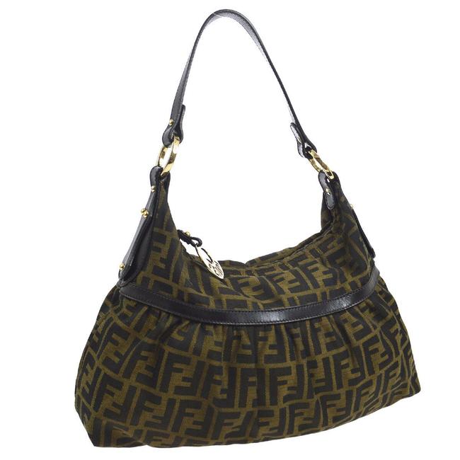 Fendi 35 Monogram Canvas Shoulder Bag 