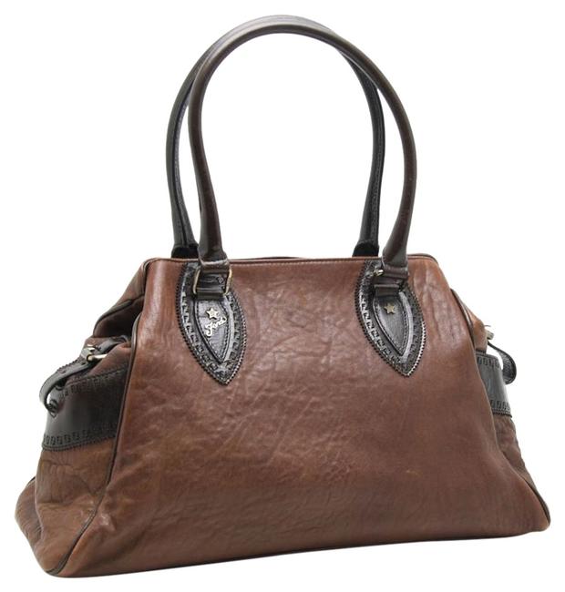 Fendi Tote 8bn162 Etniko Leather Brown Shoulder Bag 