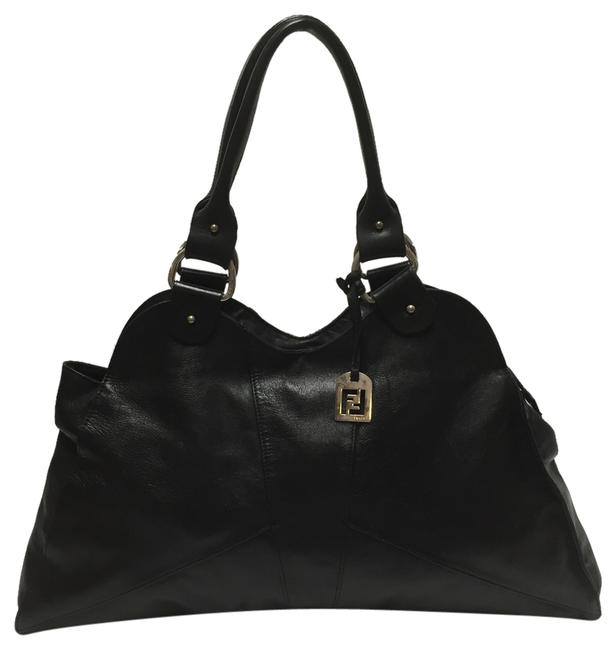 Fendi 8br255 Diavolo Trapezio Black Leather Shoulder Bag 