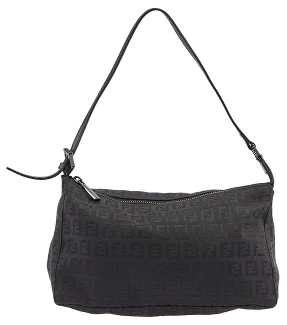 Fendi 8br267 Zucca 63744 Black Canvas Shoulder Bag 