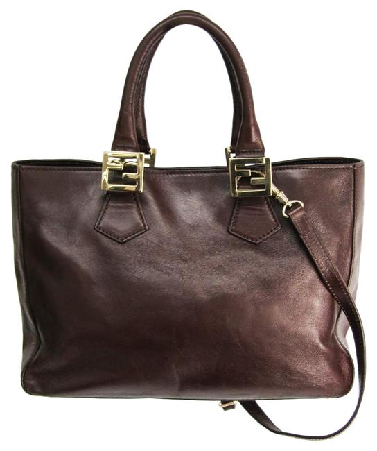 Fendi 8bt158 Womens Handbag Dark Brown Leather Shoulder Bag 