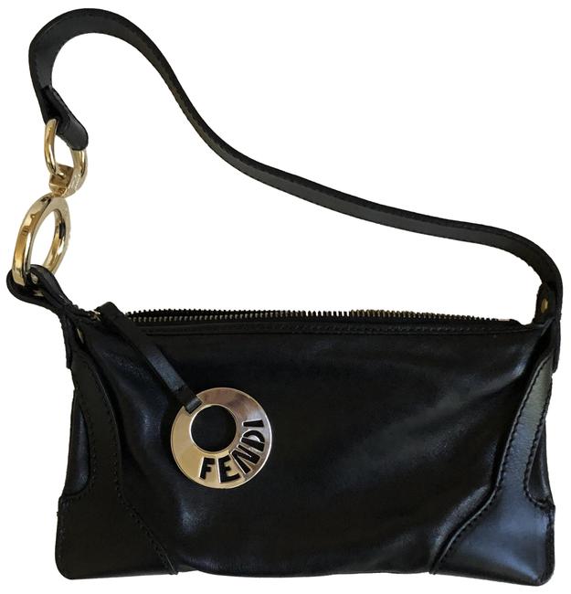 Fendi A008073 Pochette Black Leather Shoulder Bag 