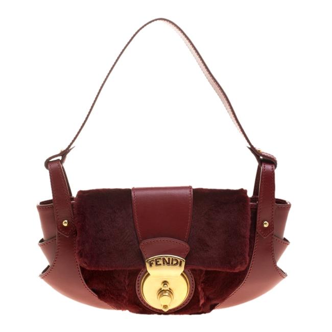 Fendi And Leather Borsa Tuc Burgundy Shoulder Bag 