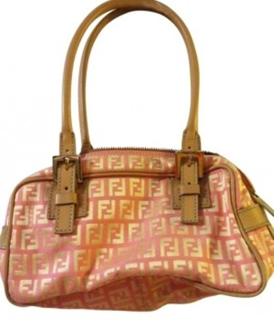 Fendi And Monogram Baguette Pink &amp; Gold Canvas Shoulder Bag 