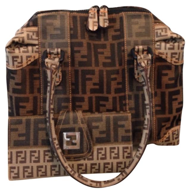 Fendi &amp; Wallet Spalmati Zucca Zucchino Brown Canvas Shoulder Bag 