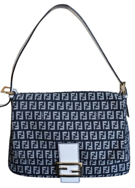 Fendi &amp; White Baquette Shoulder Bag 