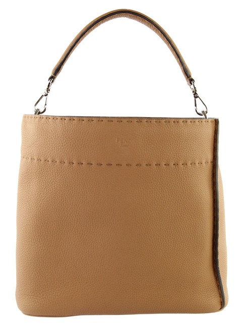 Fendi Anna Selleria Camel Leather Shoulder Bag 