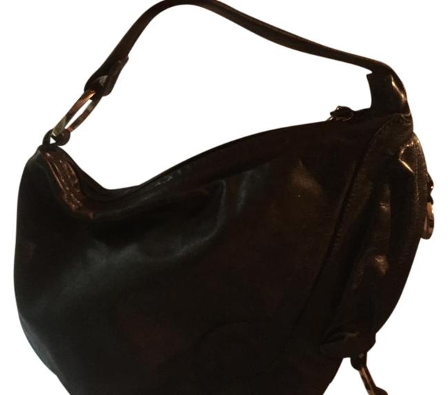 Fendi Authentic black Biga Black Leather Shoulder Bag 