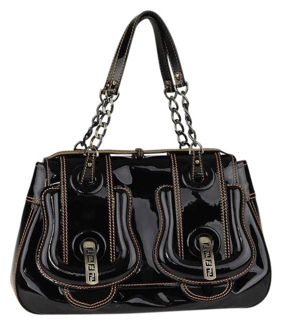 Fendi B Black Patent Leather Shoulder Bag 