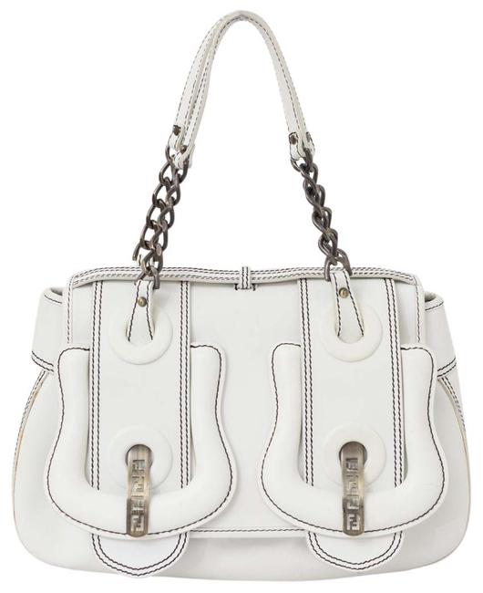 Fendi B. Buckle White Leather Shoulder Bag 