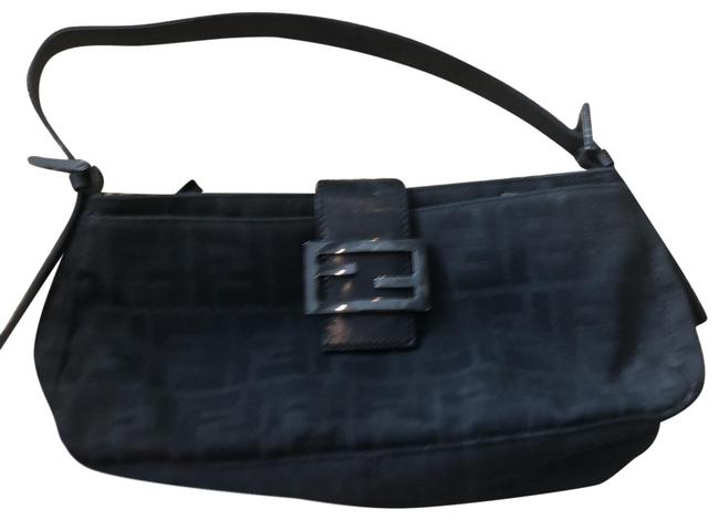 Fendi Baguette Black Fabric Shoulder Bag 
