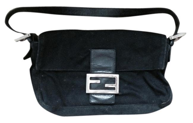 Fendi Baguette Black Microfiber Leather Shoulder Bag 