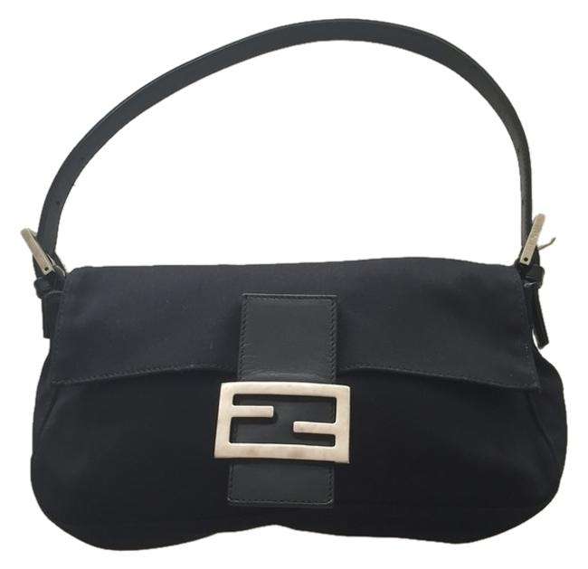 Fendi Baguette Black Nylon Shoulder Bag 