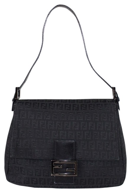 Fendi Baguette Black Zucca Print Canvas Shoulder Bag 